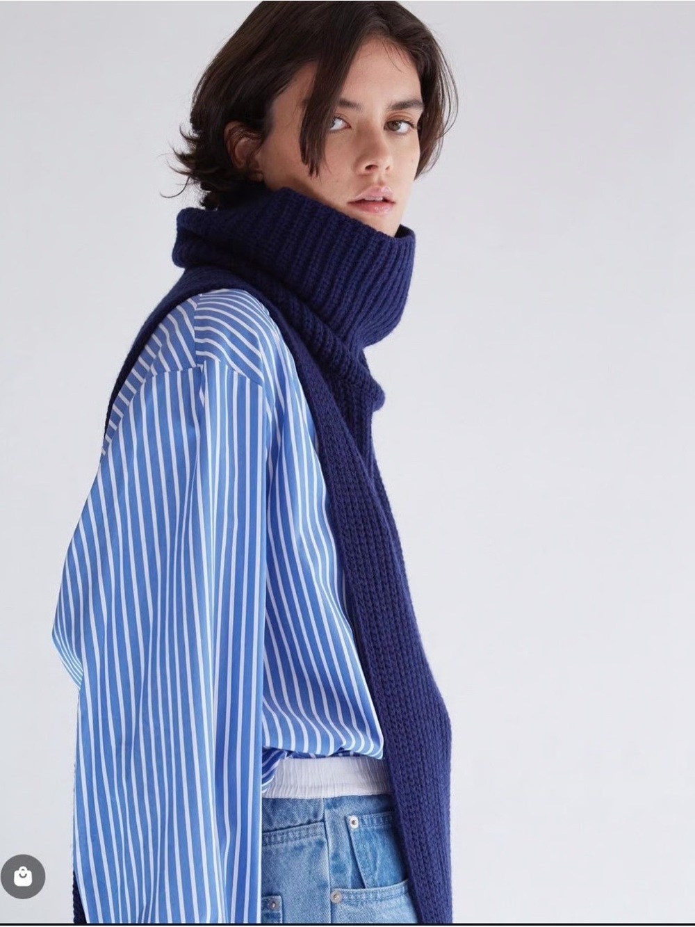 Thakoon Coastal Blue White Striped Oversized Button-Up Shirt Small